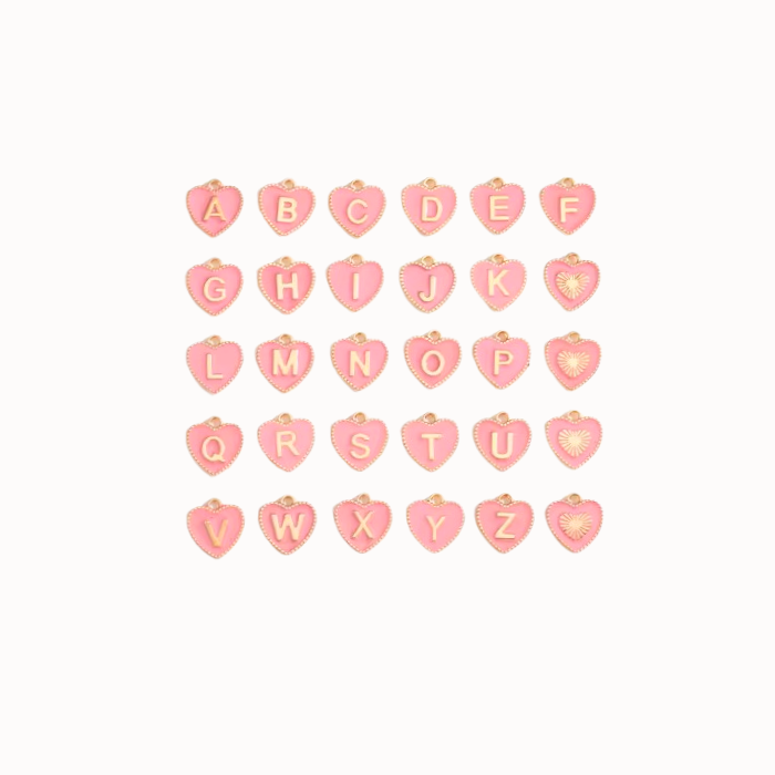 Lanyard Alphabet Heart Charms