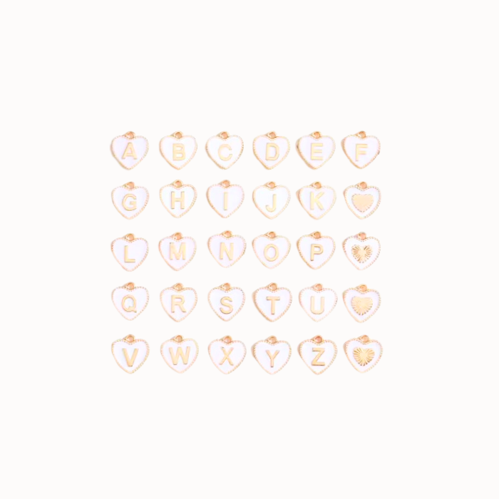 Lanyard Alphabet Heart Charms