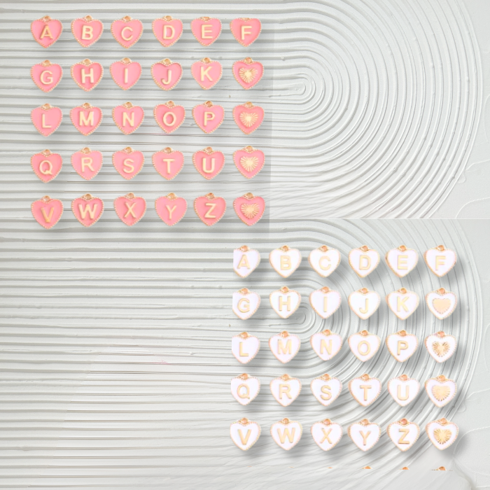 Lanyard Alphabet Heart Charms