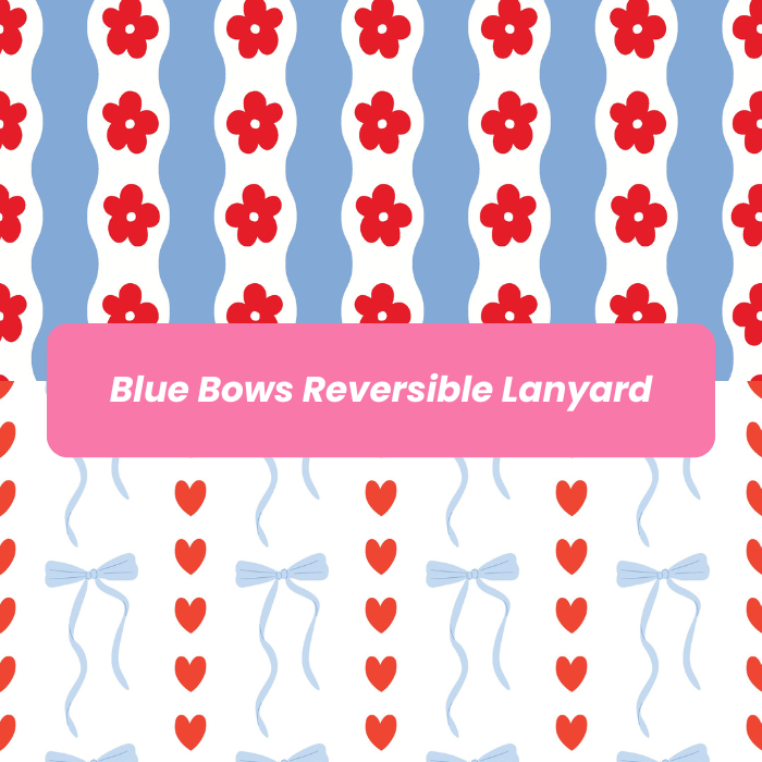 Blue Bows Reversible Lanyard