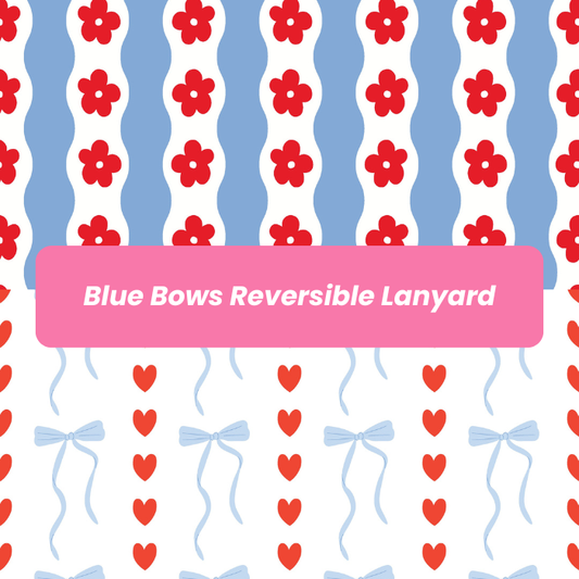 Blue Bows Reversible Lanyard