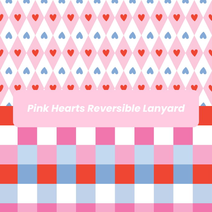 Pink Hearts Reversible Lanyard