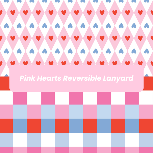 Pink Hearts Reversible Lanyard