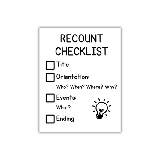 Recount Writing Checklist Stamp